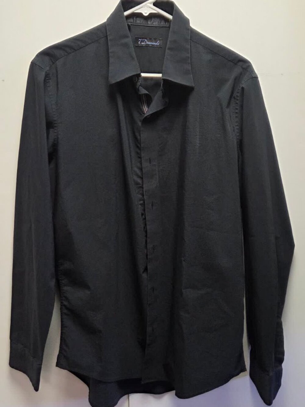 7 Diamonds Shirt Mens M Black Long Sleeve Button Up Stretch